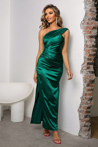 One-Shoulder Ruched Slit Maxi Dress Trandify Deal