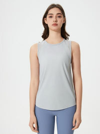 Women’s Cutout Back Active Tank Top – Cropped Yoga Tee for Workouts
