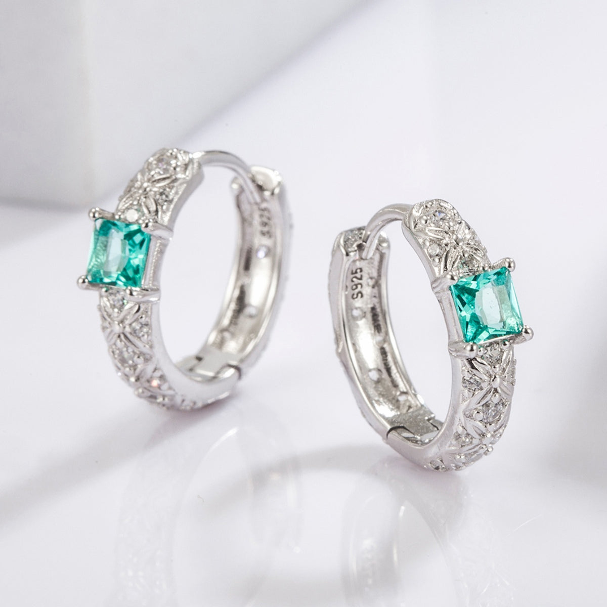 925 Sterling Silver Inlaid Zircon Earrings Trandify Deal