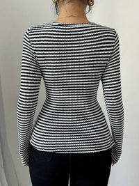 Fashionable Striped T-Shirt with Cowl Neck – Best Casual Women’s Top for Layering