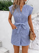 Women’s Striped Notched Tie Waist Romper – Trendy Summer Outfit – TrandifyDeal