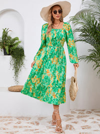 Printed Long Sleeve Midi Dress Trandify Deal