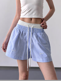 Women’s striped drawstring waist casual shorts for summer
