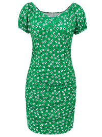 Printed V-Neck Short Sleeve Mini Dress Trandify deal