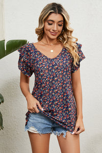 V-Neck Short Sleeve Blouse Trandify deal