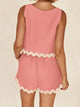 Contrast Trim Round Neck Top and Shorts Set Trandify deal