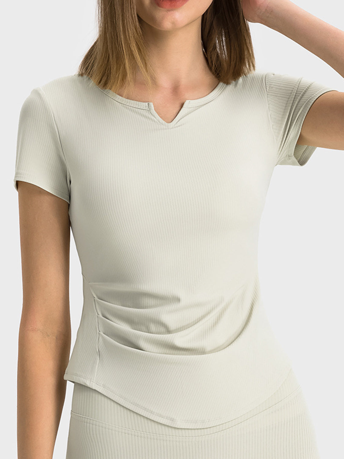 Notched Short Sleeve Active T-Shirt Trandify Deal