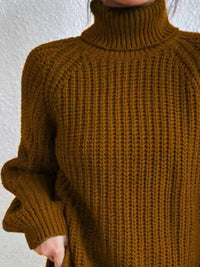 Plus Size Turtleneck Sweater - Ribbed Long Sleeve Top