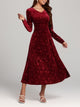 Flower Print V-Neck Long Sleeve Midi Dress Trandify Deal