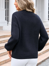 Bow Graphic Round Neck Long Sleeve Sweater Trandify Deal