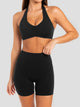 Breathable workout clothes for women – adjustable halter neck cami and shorts set