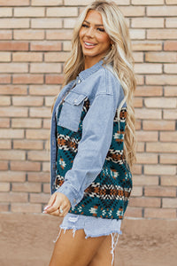 Pocketed Button Up Long Sleeve Denim Jacket Trandify Deal