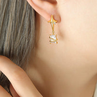 Zircon Copper Geometric Drop Earrings Trandify deal