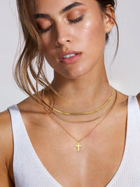 18K Gold-Plated Three-Layered Cross Necklace Trandify Deal
