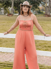 Plus Size Lace Detail Spaghetti Strap Wide Leg Jumpsuit Trandify deal