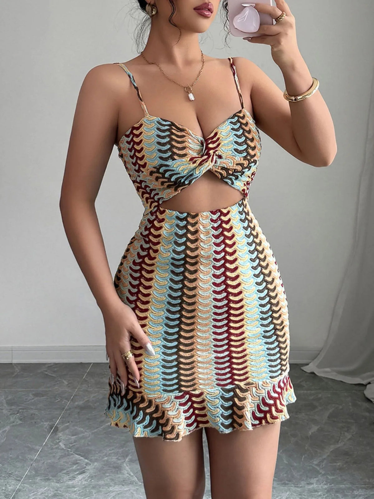 Sexy Ruffled Sundress for Women – Trendy Casual Cutout Dress for Beach or Day Out