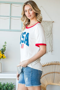 Heimish Full Size USA Contrast Trim Short Sleeve T-Shirt Trandify deal