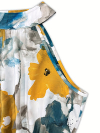 Tiered Printed Mock Neck Sleeveless Dress Trandify deal