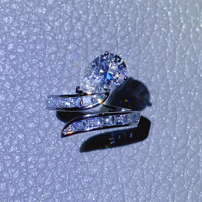 3 Carat Moissanite Zircon 925 Sterling Silver Bypass Ring Trandify Deal
