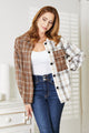 Double Take Plaid Contrast Button Up Shirt Jacket Trandify Deal