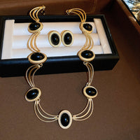 Alloy Oval Gemstone Necklace Trandify Deal
