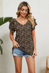 V-Neck Short Sleeve Blouse Trandify deal