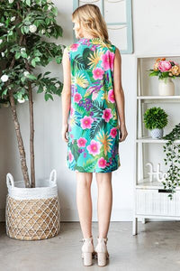 Heimish Floral Johnny Collar Plus Size Dress for Women - Boho Summer Outfit - US Sizes 12-24 - Trandifydeal
