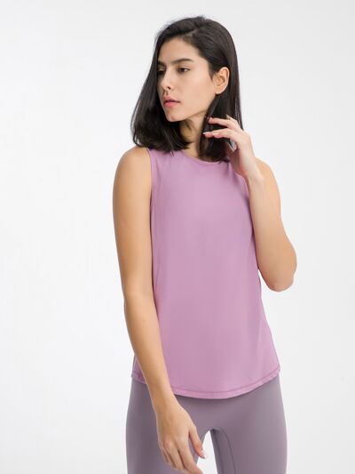 Women’s Cutout Back Active Tank Top – Cropped Yoga Tee for Workouts