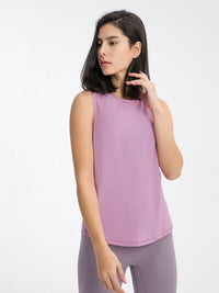 Women’s Cutout Back Active Tank Top – Cropped Yoga Tee for Workouts