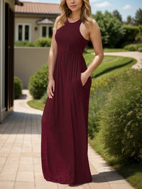 Pocketed Round Neck Sleeveless Dress Trandify Deal