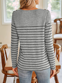 Lovelet Striped Round Neck Long Sleeve T-Shirt Trandify Deal