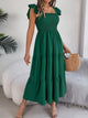 Smocked Square Neck Cap Sleeve Midi Dress Trandify deal