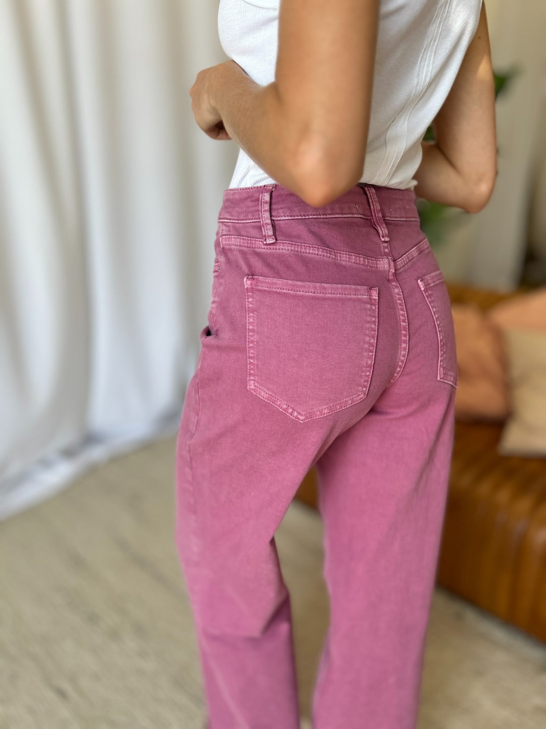 RFM Full Size High Rise Garment Dye Wide Leg  Jeans Trandify Deal