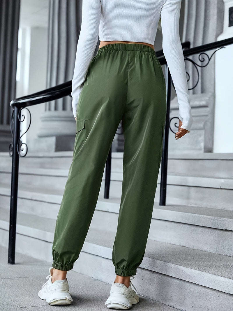 Full Size Elastic Waist Pants with Pockets Trandify deal