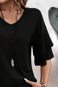 V-Neck Half Sleeve Blouse - Trandify Deal