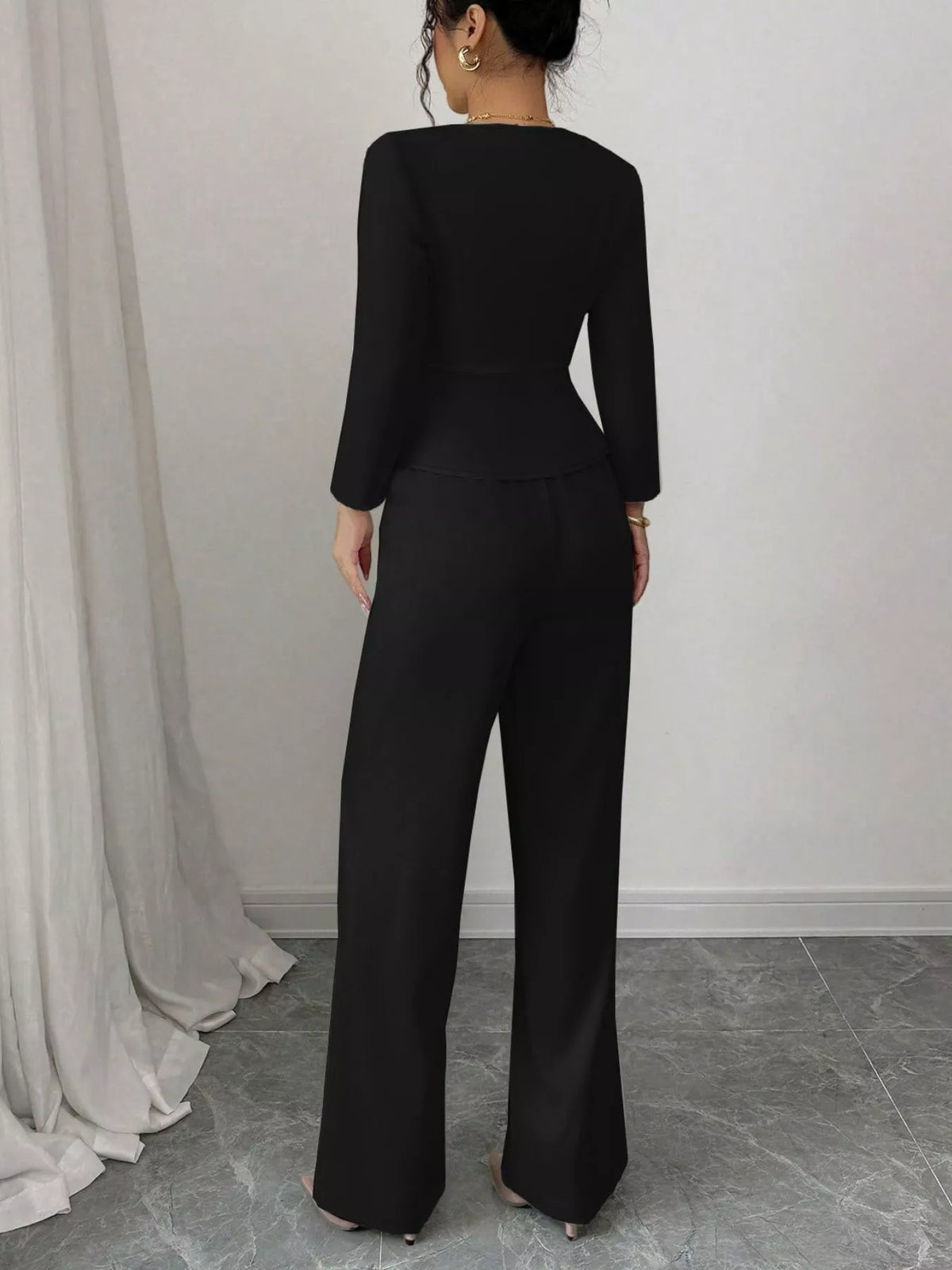Women's Coordinated Set - Button Up Top & Pants Outfit