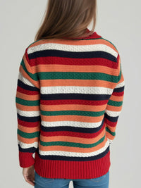 Contrast Stripes Turtleneck Long Sleeve Sweater Trandify Deal
