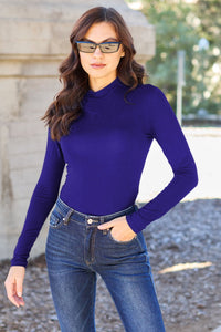 Basic Bae Full Size Mock Neck Long Sleeve Bodysuit Trandify Deal