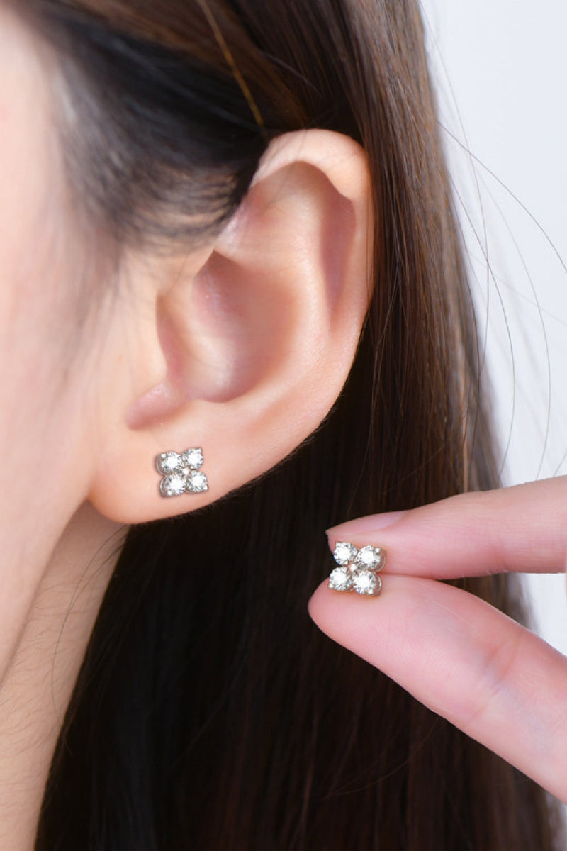 Moissanite 925 Sterling Silver Four-Leaf Clover Shape Earrings Trandify Deal
