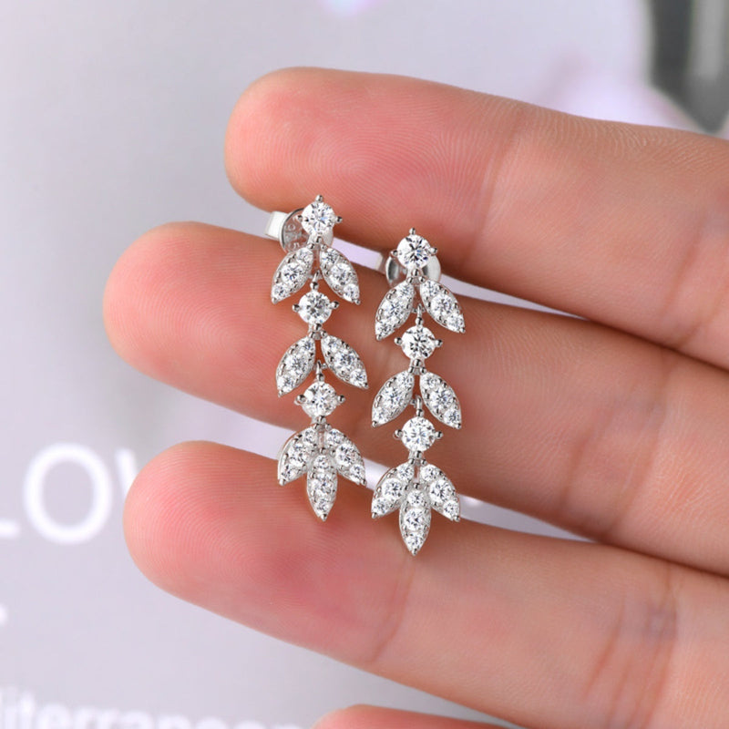 925 Sterling Silver Moissanite Leaf Earrings Trandify deal