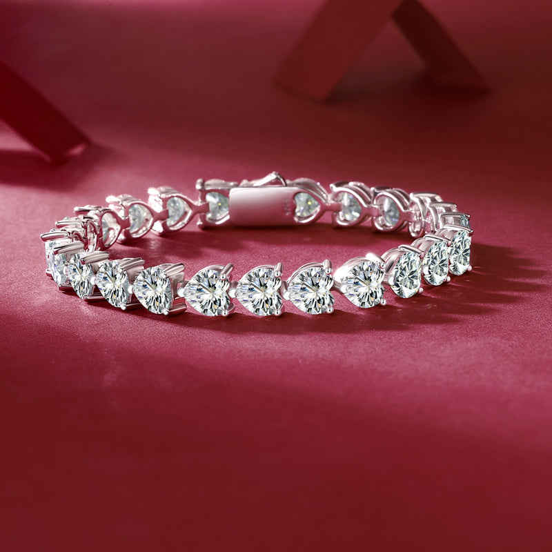 24 Carat Moissanite 925 Sterling Silver Heart Bracelet Trandify Deal