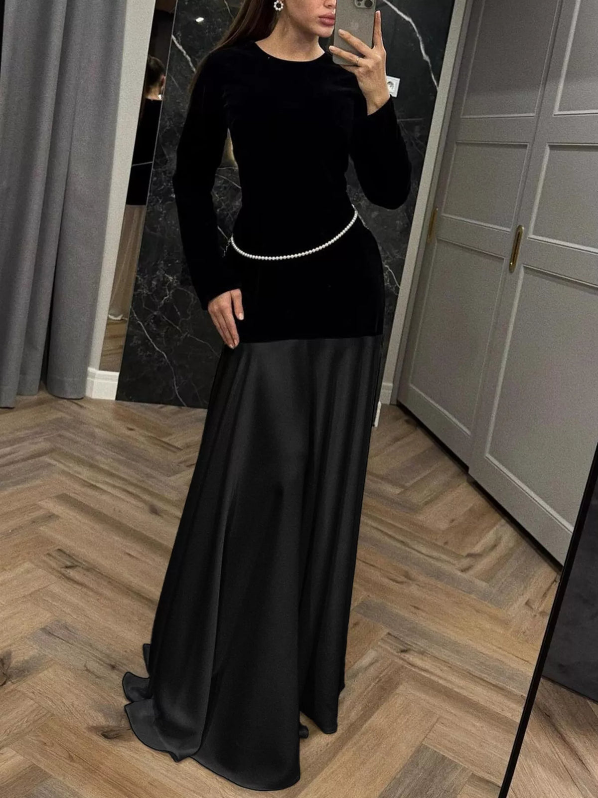 Long Sleeve Maxi Dress for Women - Fall Crew Neck Casual Outfit