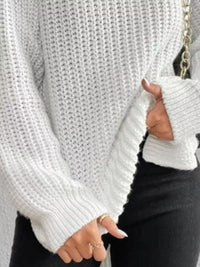 Plus Size Turtleneck Sweater - Ribbed Long Sleeve Top