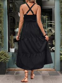 Slit Crisscross V-Neck Midi Dress Trandify deal