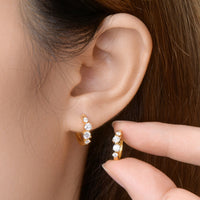 925 Sterling Silver Moissanite Huggie Earrings Trandify Deal