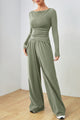 Women’s Boat Neck Long Sleeve Top & Pants Set – Cozy Loungewear for US Women – Trandifydeal