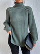 Plus Size Turtleneck Sweater - Ribbed Long Sleeve Top