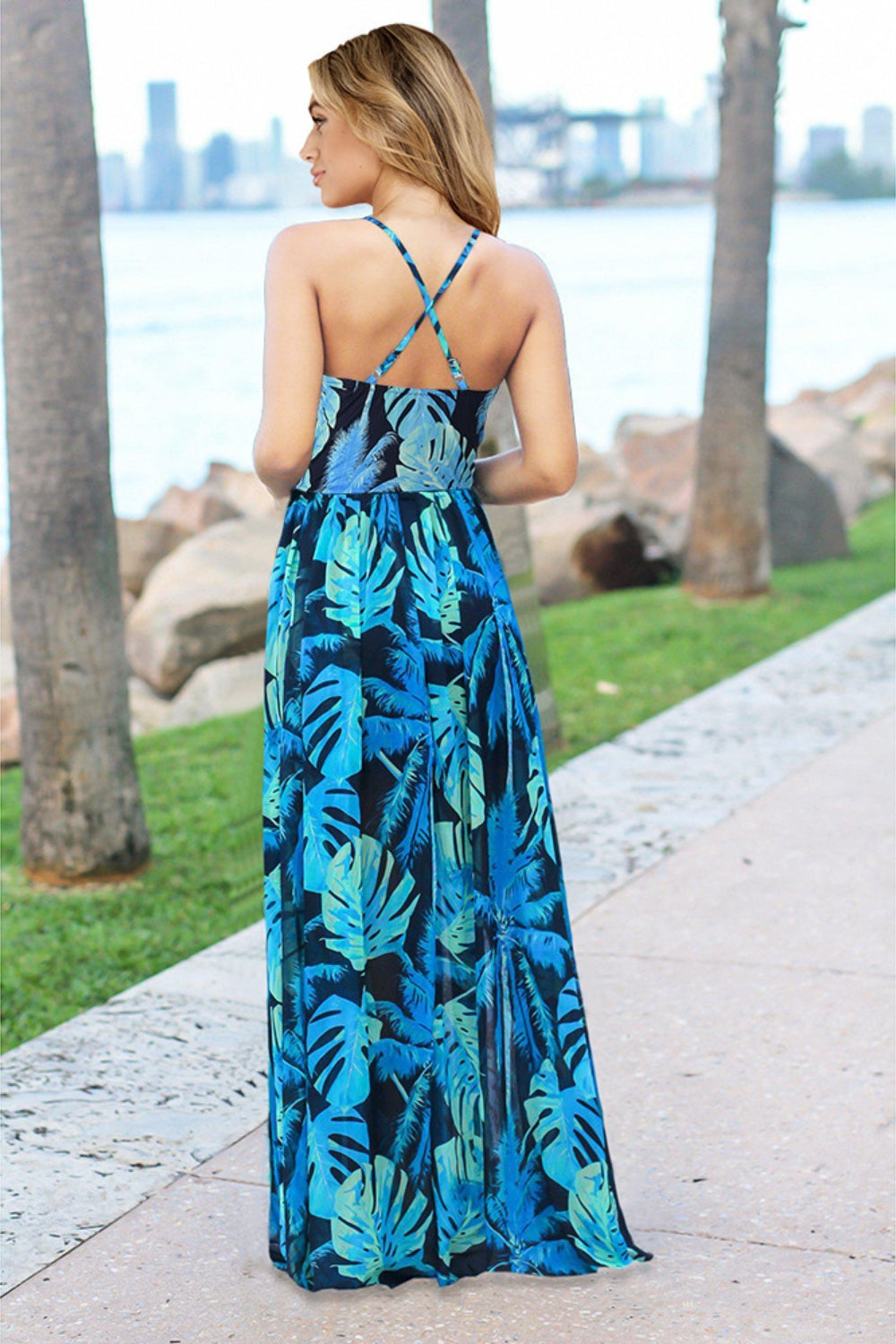 Crisscross Printed Surplice Cami Dress - Trandify Deal