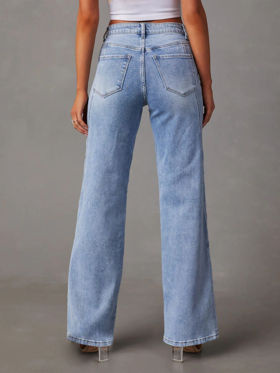 High Waist Straight Jeans with Pockets Trandify deal