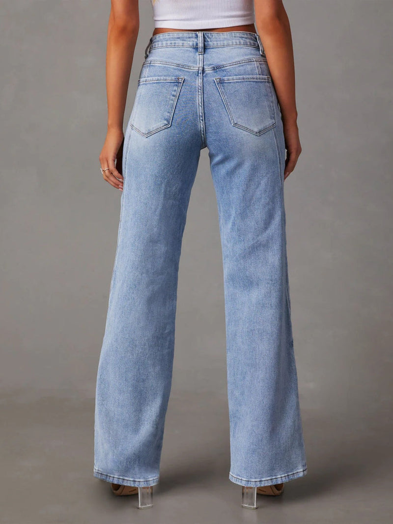 High Waist Straight Jeans with Pockets Trandify deal